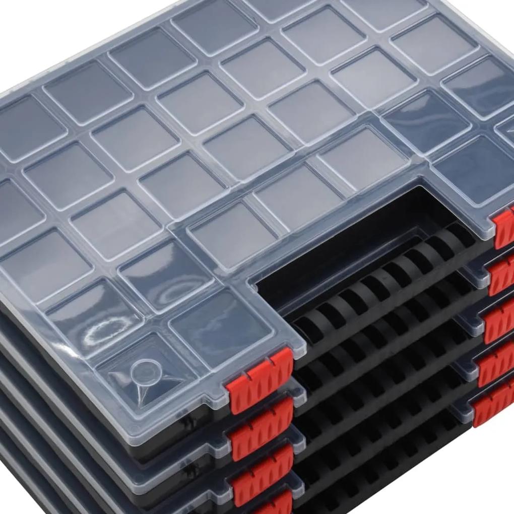 Cutii de organizare, 10 buc., 40x30x5 cm, polipropilena 10, 26 separatoare, 1