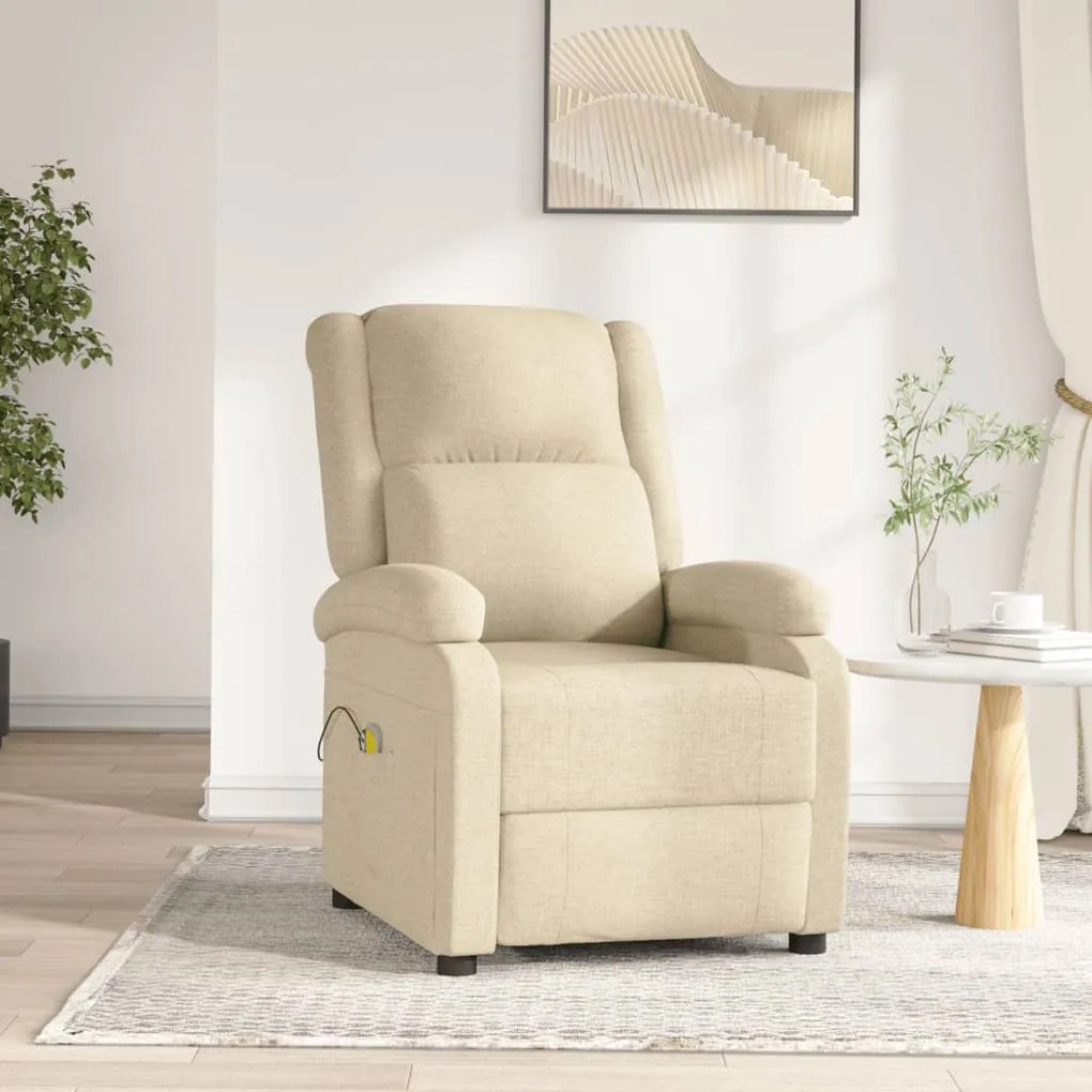 3073730 vidaXL Fotoliu de masaj electric rabatabil, crem, textil