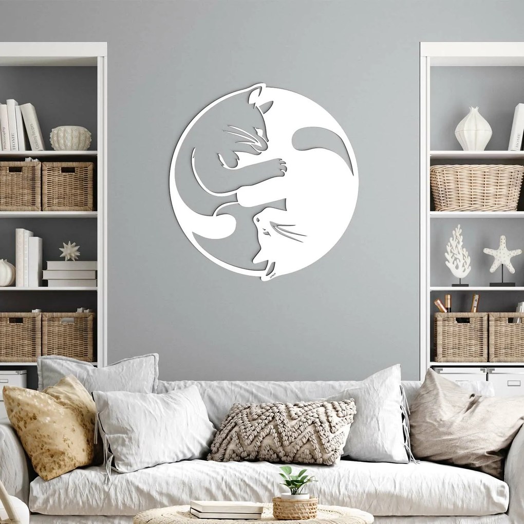 DUBLEZ | Decorațiune din lemn pentru perete - Pisici îmbrățișate