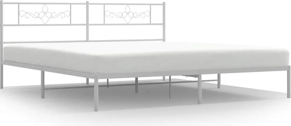 vidaXL Cadru de pat metalic cu tăblie, alb, 193x203 cm