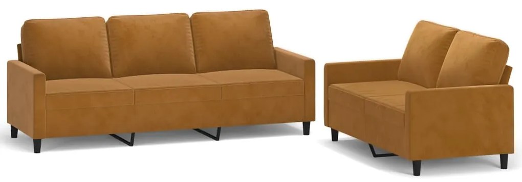3153848 vidaXL Set de canapele cu perne, 2 piese, maro, catifea