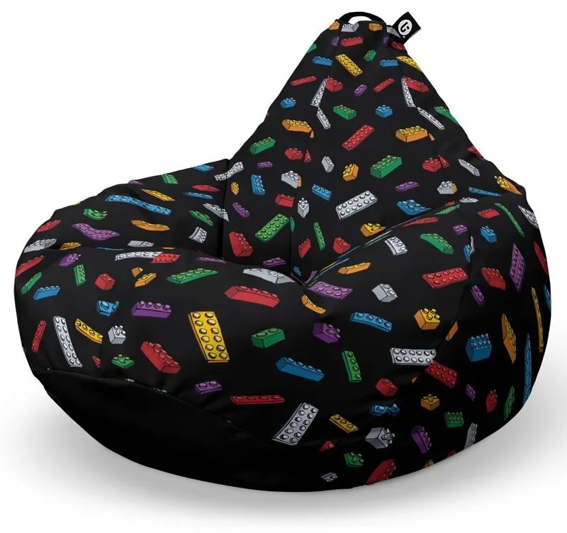 Fotoliu Puf Bean Bag tip Para L, Lego Fundal Negru