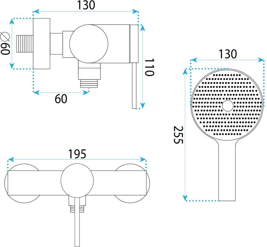 Baterie dus REA Lungo Stripe crom periat