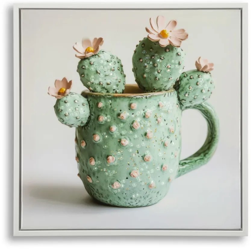 Mauro Ferretti Tablou Imprimat Pe Pânză Lacuită, Cu Ramă, Model ,,Borcan Cu Cactus", Varianta C, Dimensiuni 40 X 2,8 X 40 Cm | Aosom Romania