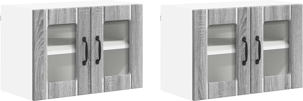 vidaXL Dulap de bucătărie 2 pcs Gri Sonoma 60 x 31 x 40 cm