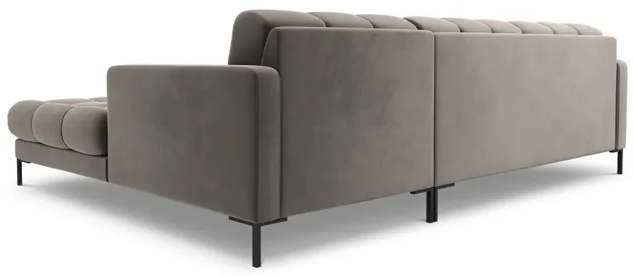 Colțar tapițat Bali, Gri deschis/5 locuri/picioare negre/partea dreaptă/ L293 x l185 x h75