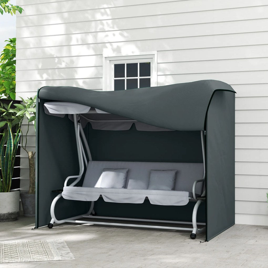 Outsunny Husă pentru balansoar Hollywood 3 locuri, impermeabilă, husă de protecție pentru balansoar, țesătură Oxford 220 x 125 x 172 cm, gri | Aosom Romania