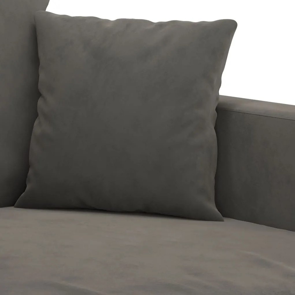 Canapea cu 3 locuri, gri inchis, 210 cm, material catifea Morke gra, 228 x 77 x 80 cm