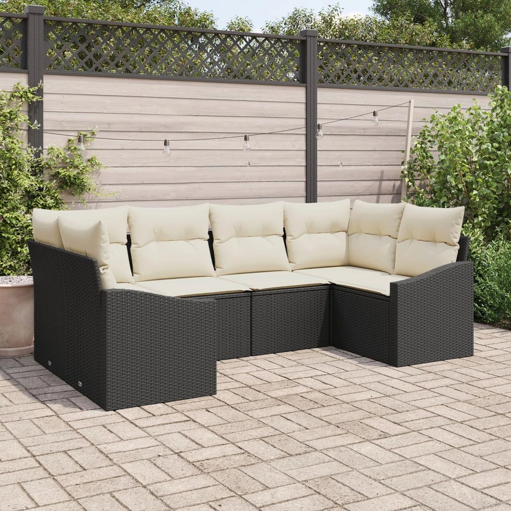 vidaXL Set de canapele pentru grădină 6 pcs Negru Rattan poli
