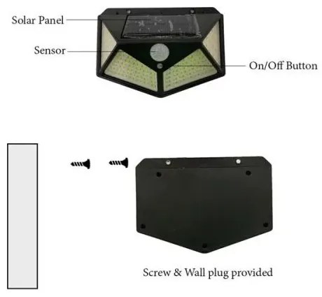 Lumină solară LED cu detectare a mișcării SH-100 - 100 LED