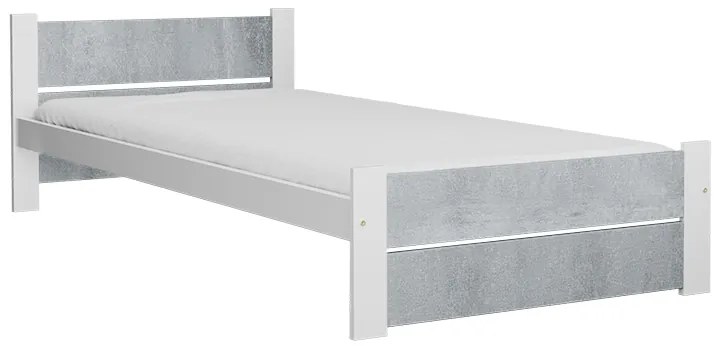 Pat de o persoana IKAROS DOUBLE 90 x 200 cm, beton/alba Saltele: Cu saltele Coco Maxi 20 cm, Somiera pat: Cu lamele drepte