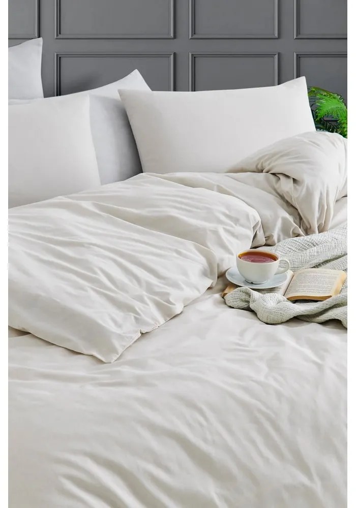 Lenjerie de pat bej pentru pat de o persoană 140x200 cm Yarn Dyed – Mijolnir