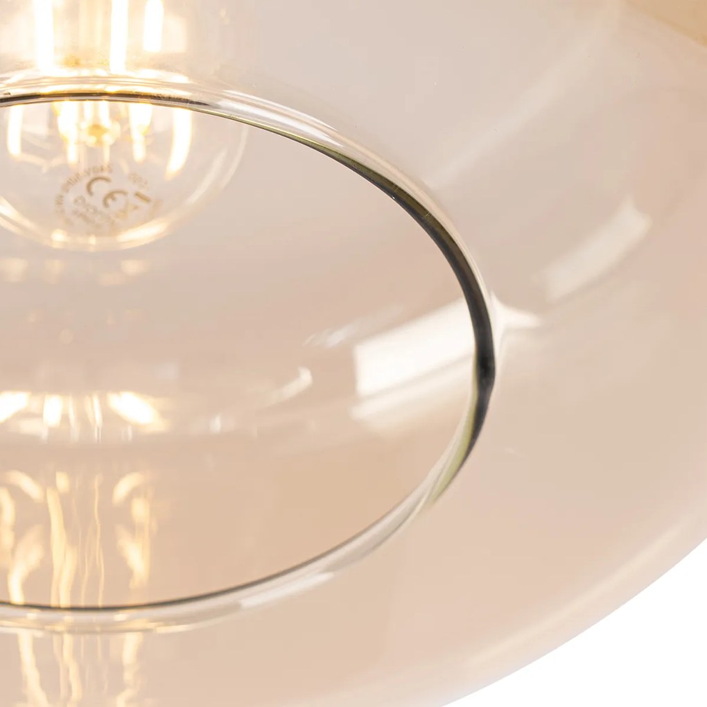 Plafonieră inteligentă neagră cu sticlă ambră, incl. Wifi A60 - Bizle