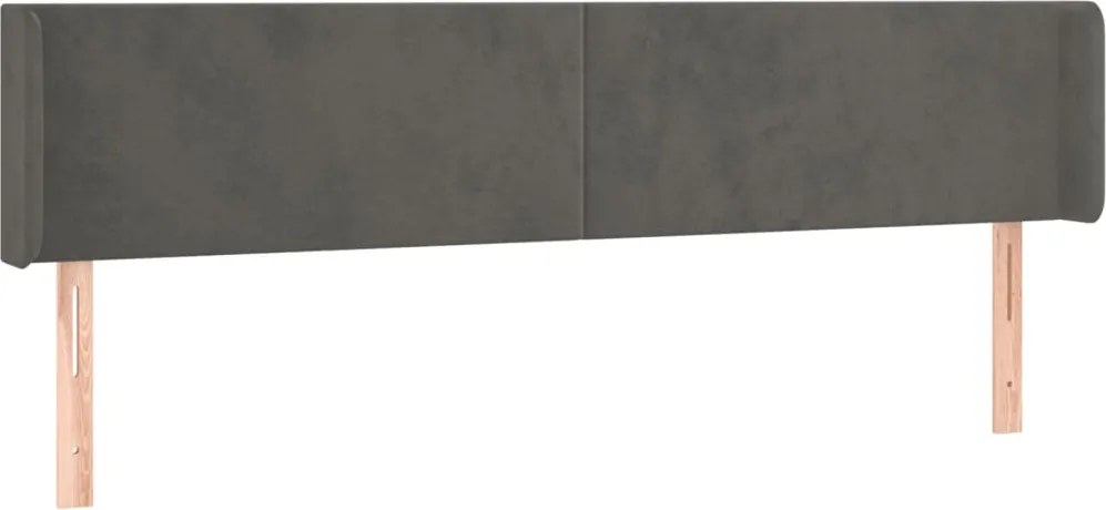 vidaXL Tăblie de pat cu aripioare gri închis 203x16x78/88 cm catifea