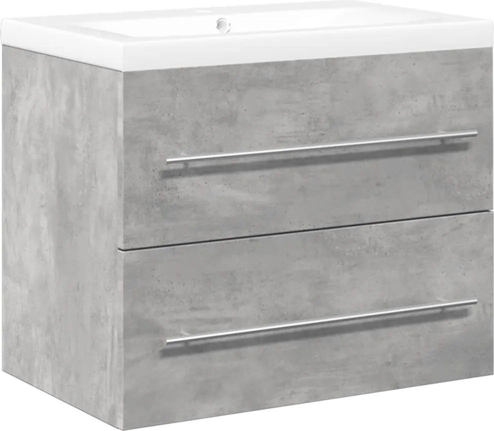 vidaXL Set mobilier de baie, 2 piese, gri beton, lemn compozit