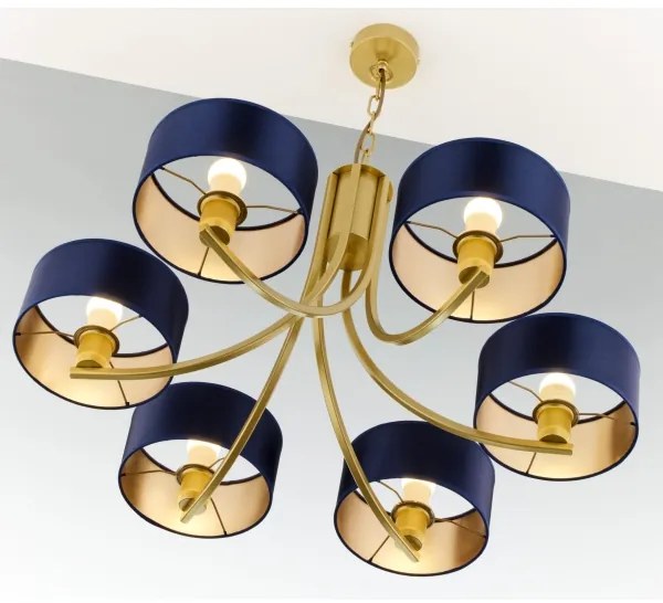 Jupiter 2095 - Candelabru ARTHUR cu lanț 6xE27/15W/230V albastru/auriu