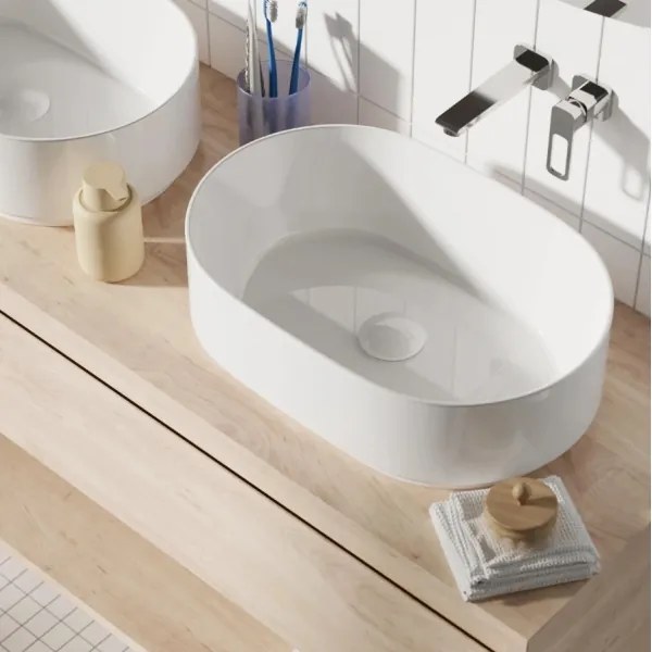 REA-U0600 - Lavoar pentru blat ALMA 36x57 cm ceramică/alb lucios
