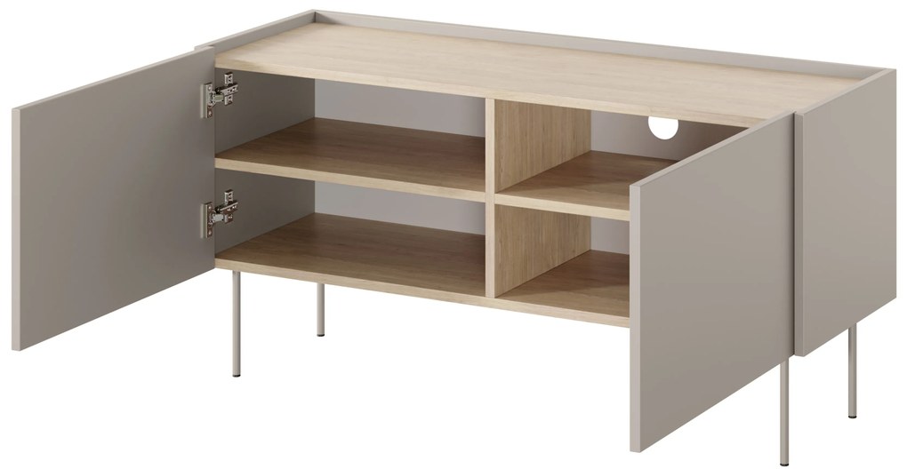 Comodă TV cu picioare metalice Desin 120 cm - cașmir / stejar nagano