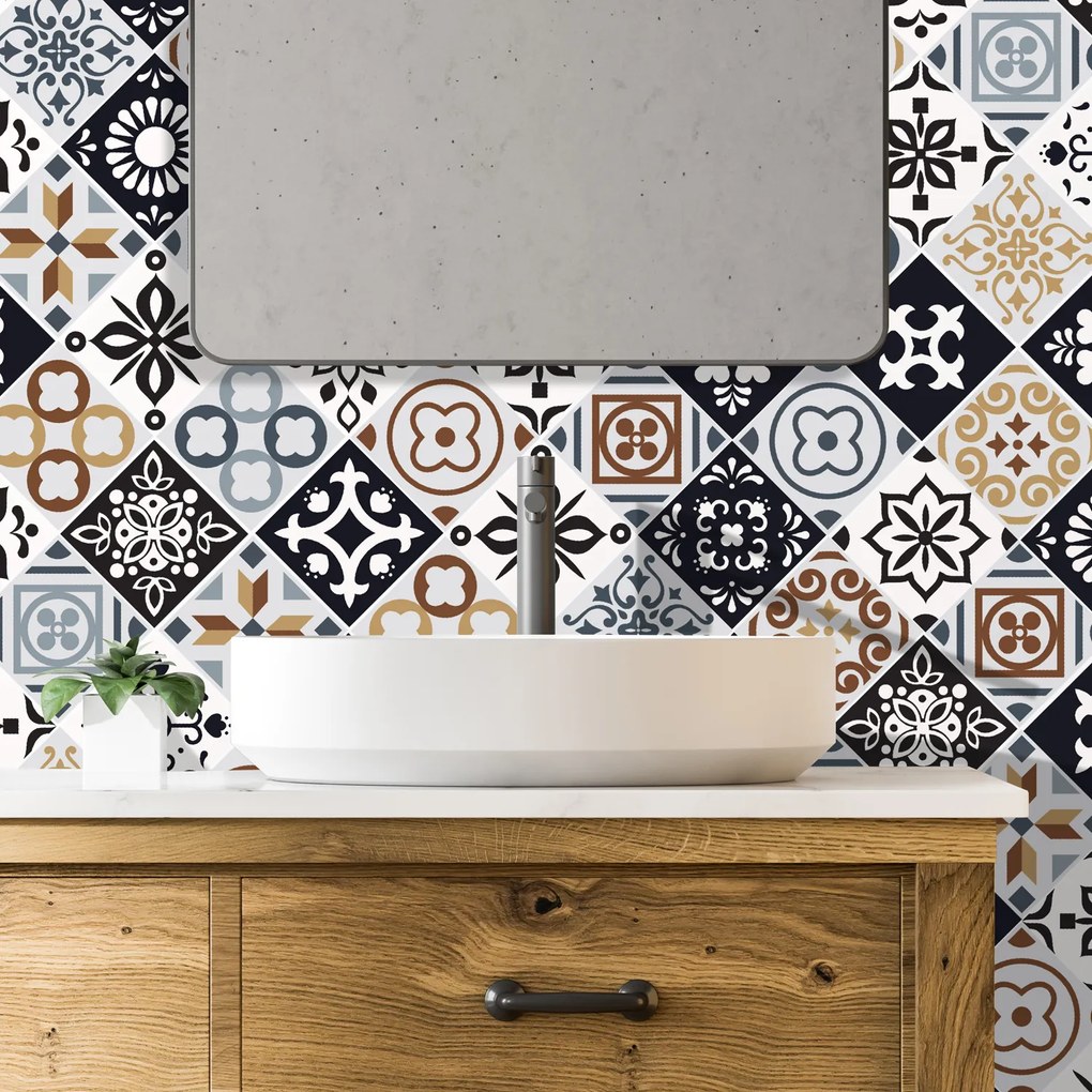 Sticker faianta - Vitorchiano Mediterranean Tiles - 48 buc - 15x15 cm