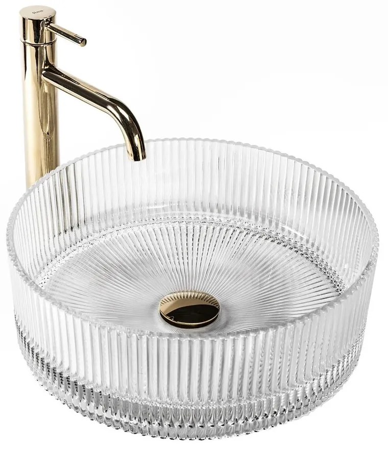 Lavoar pe blat Rea Ingrid sticla securizata rotund 36 cm transparent lucios
