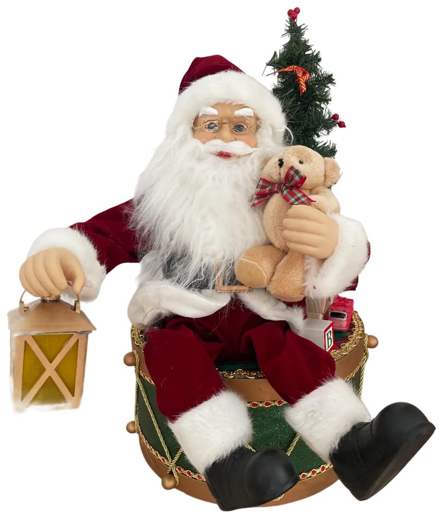 Figurina muzicala Craciun Magic Santa 50cm, Rosu Verde