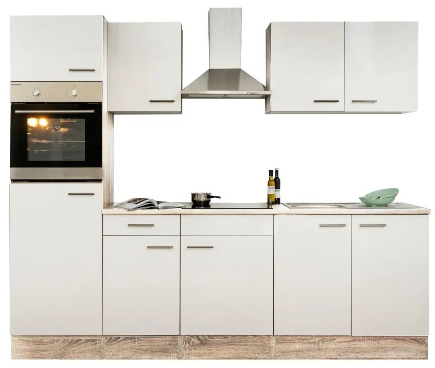 Mobilă de bucătărie Yorki 270 cu corp din stejar sonoma și față alb satinat