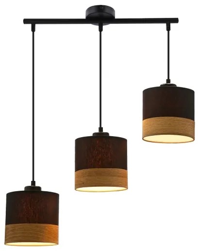 Lustră pe cablu PORTO 3xE27/60W/230V negru/maro