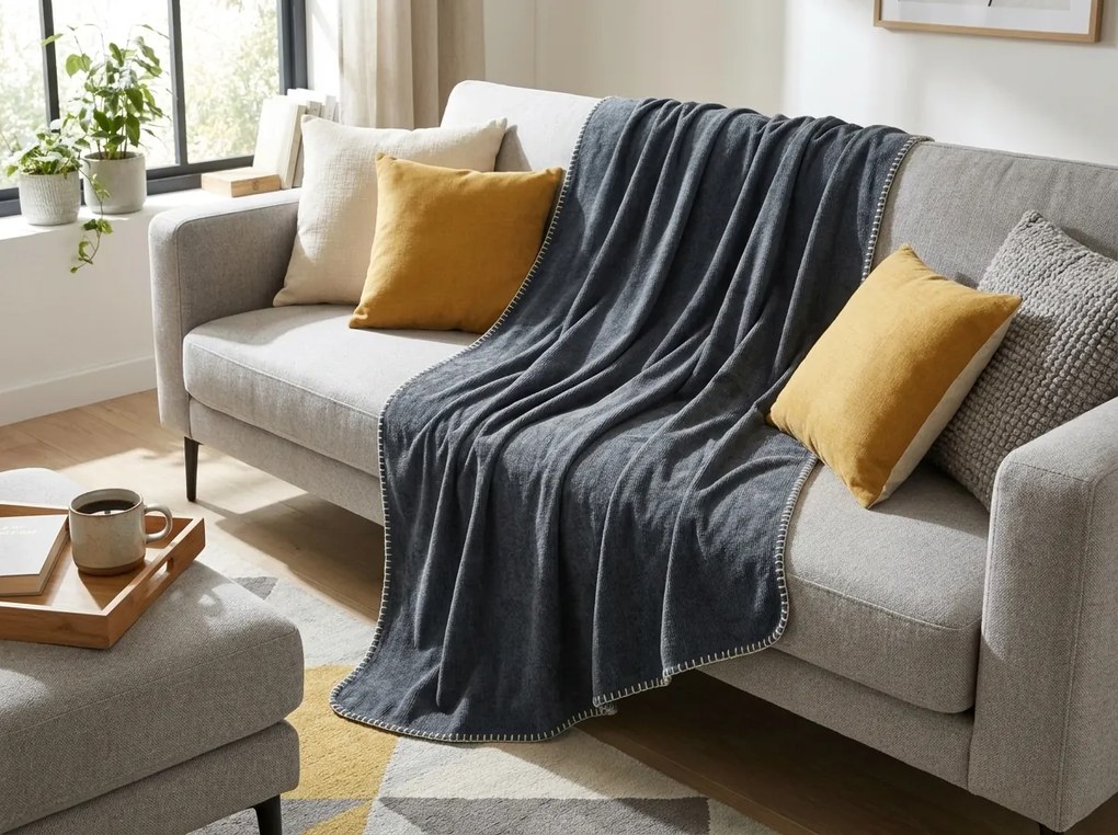 Patura fleece STRIA, gri Dimensiune: 150 x 200 cm
