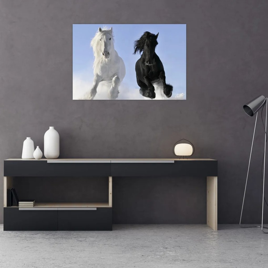 Tablou - Caii în timpul iernii (90x60 cm)