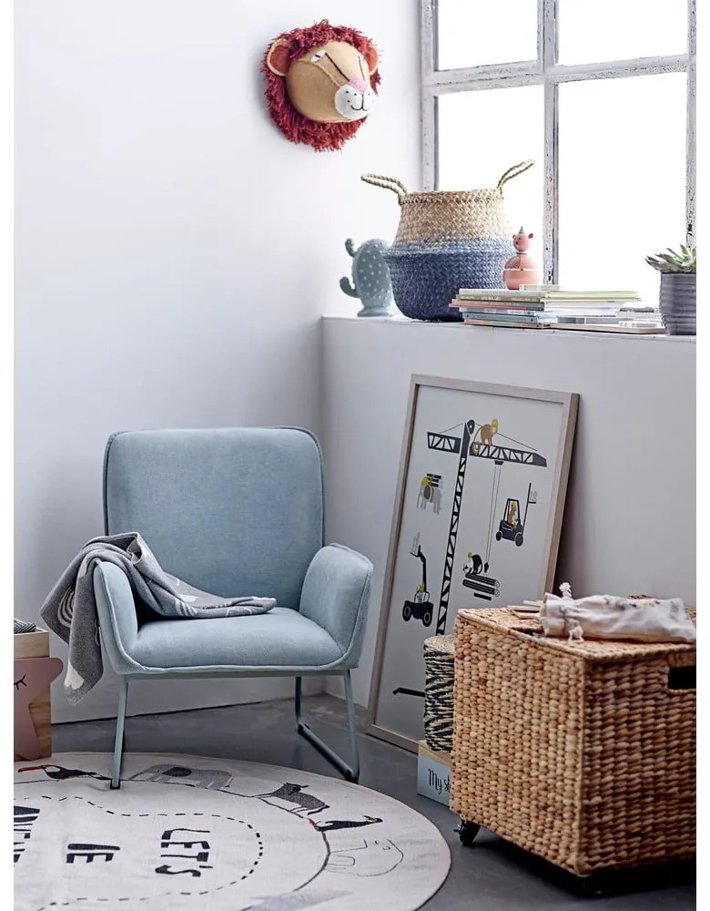 Covor din bumbac Bloomingville Mini Animals, ø 130 cm, alb