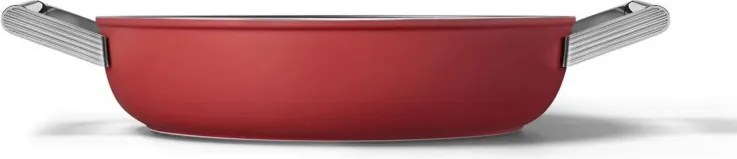 Cratita cu capac Smeg CKFD2811RDM, 28 cm, 3,7 l, Acoperire antiaderenta cu 3 straturi, Cuptor pana la 250°C, Fara PFAS, Toate plietele inclusiv inductie, Rosu
