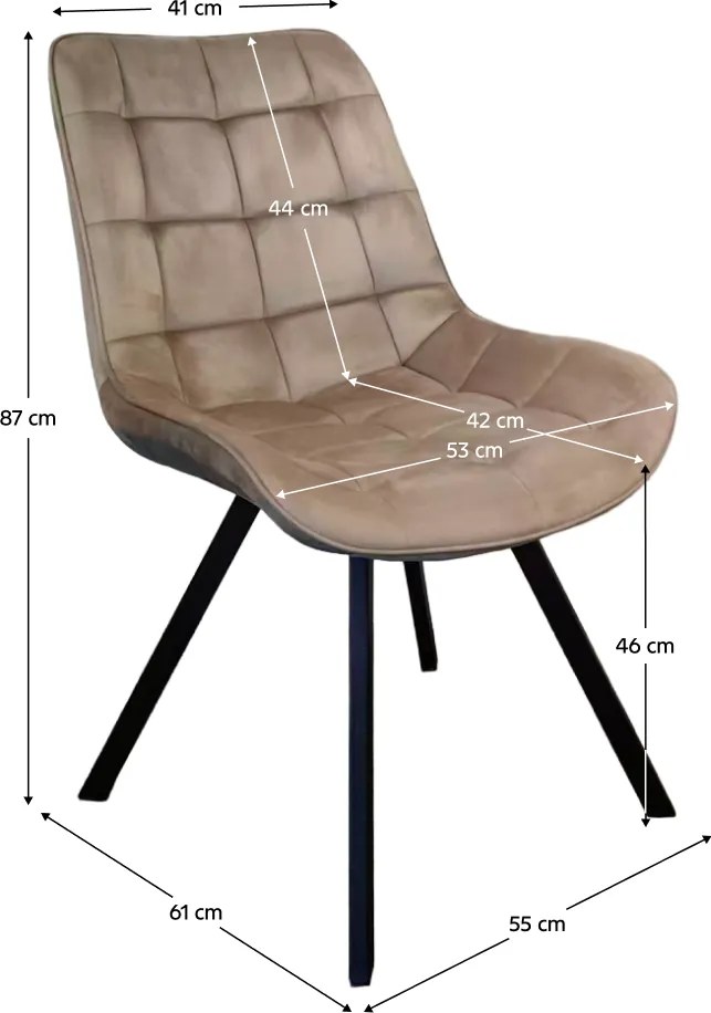 Scaun de luat masa, ţesătură Velvet gri-maro Taupe/negru, SAMIRA