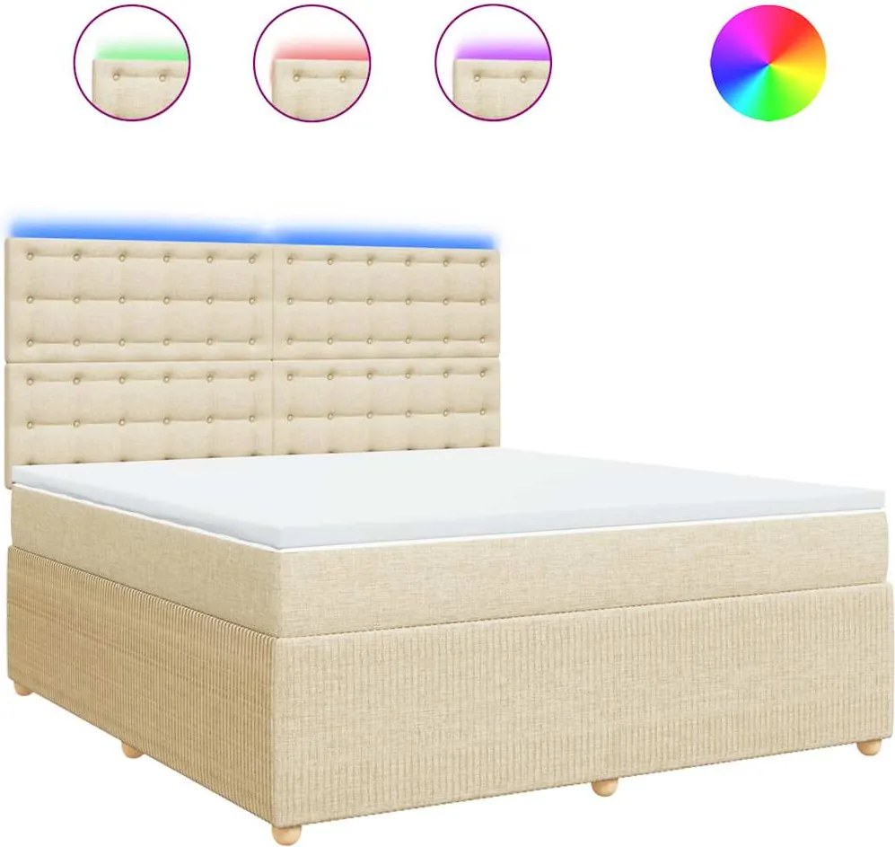 vidaXL Pat continental cu saltea, crem, 180x200 cm, textil