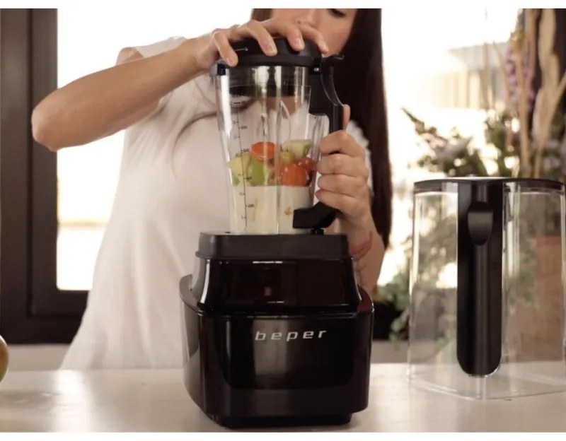 Resigilat: Blender Beper BP.620, 1000W, 1L, BPA Free, Capac izolator fonic, Soft Touch, 2 viteze+Pulse, Negru