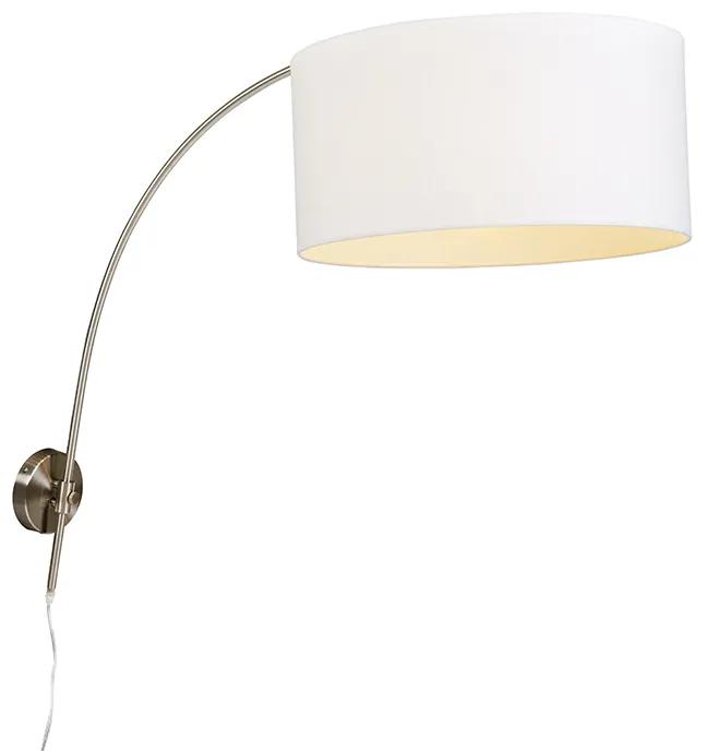 Lampă modernă de arc de perete din oțel cu umbră albă 50/50/25 reglabilă