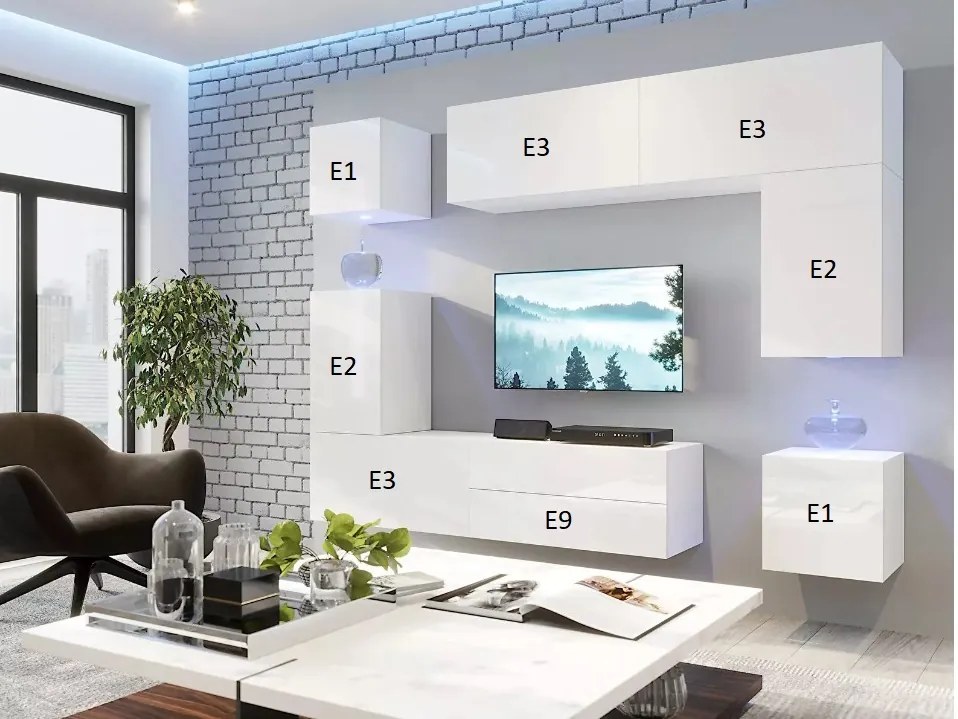 Mobilier living Berny 70 (alb + Alb lucios). 1087202