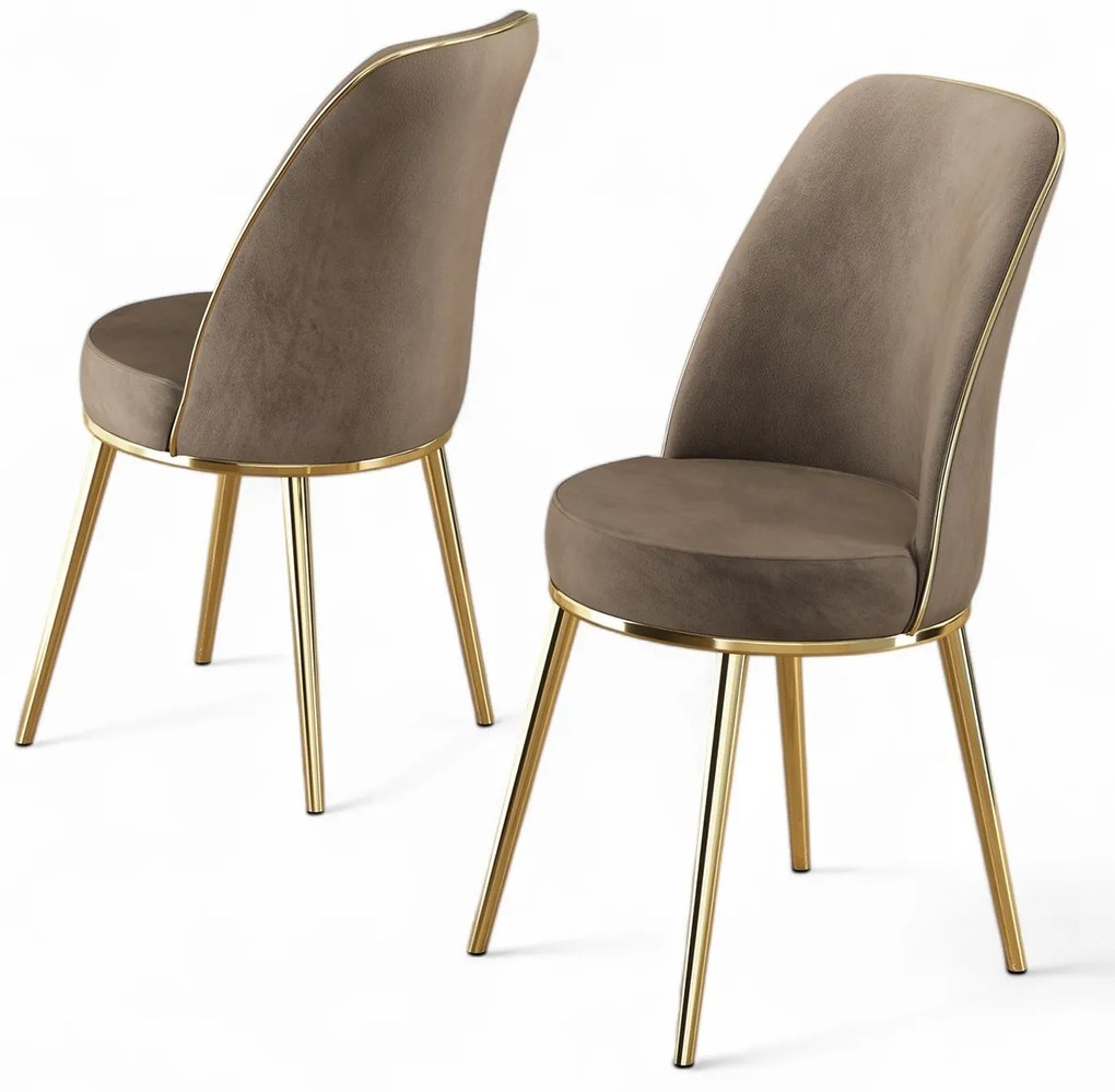 Set 2 buc. scaune bucătărie Pufenda (cappuccino + Auriu). 1127572