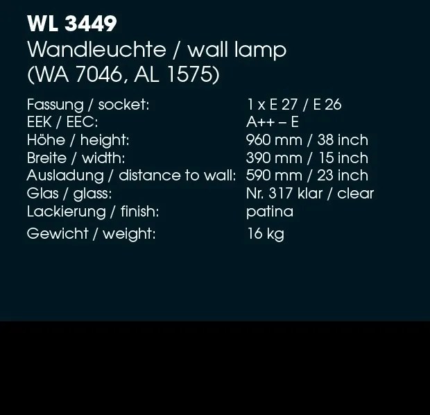 Aplica iluminat exterior din fier forjat, WL 3449