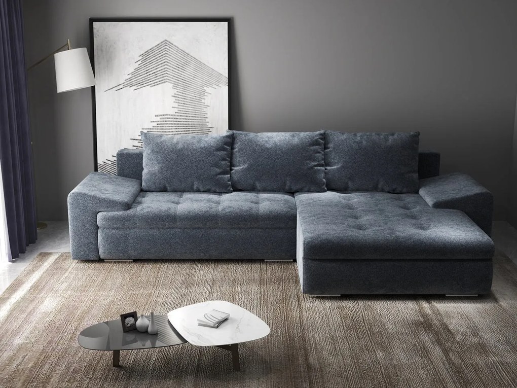 Colțar extensibil dumonde cu ladă de depozitare si sezut confortabil din spuma high-density, Leonardo Euphoria Grafit 260x185 cm II