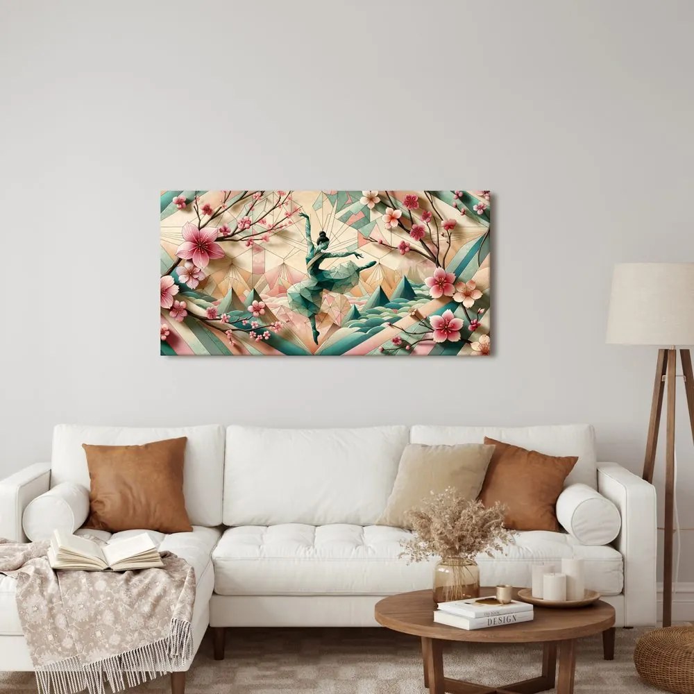 Tablou balerină abstractă printre flori