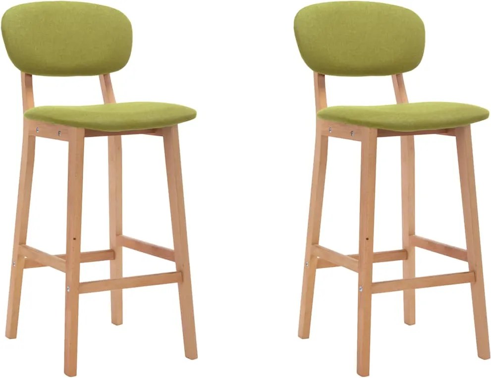 vidaXL Scaune de bar, 2 buc., verde, material textil