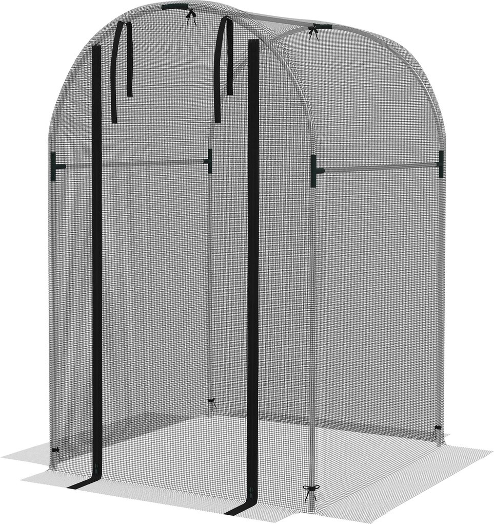 Outsunny Plasă de protecție pentru păsări, protecție pentru plante, robust, ușă cu fermoar, 120x120x188 cm, Negru/Argintiu | Aosom Romania