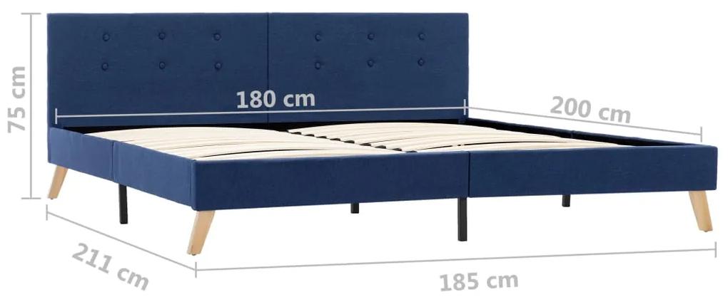 Cadru de pat, albastru, 180 x 200 cm, material textil Albastru, 180 x 200 cm