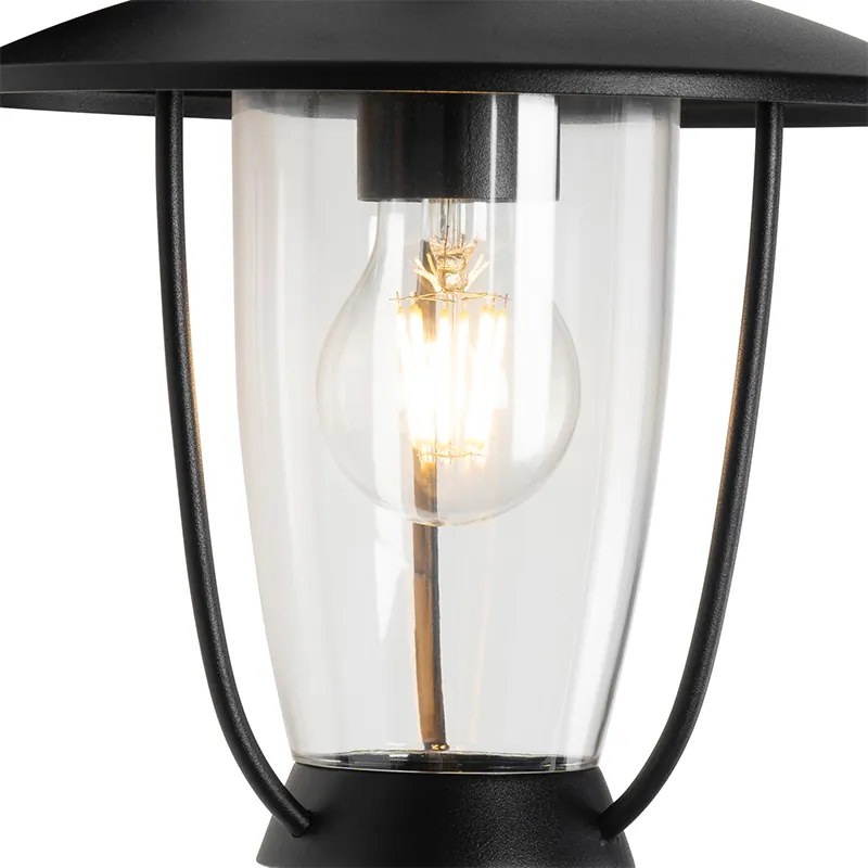 Lampă de perete modernă de exterior neagră cu sticlă transparentă - Khana