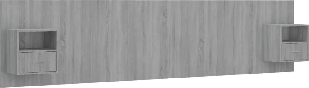 vidaXL Tăblie de pat cu dulapuri, gri sonoma, lemn prelucrat