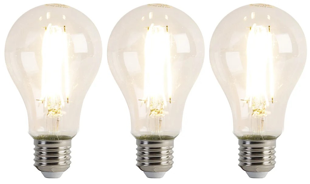 Set de 3 becuri LED E27 A67 Transparent 8W 1055 lm 2700K