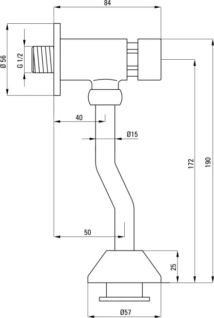 Press Baterie pentru pisoar, închidere automată Finisaj: Crom BCH_098L