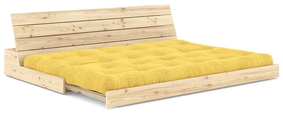 Canapea galbenă extensibilă cu tapițerie din catifea reiată 196 cm Base – Karup Design