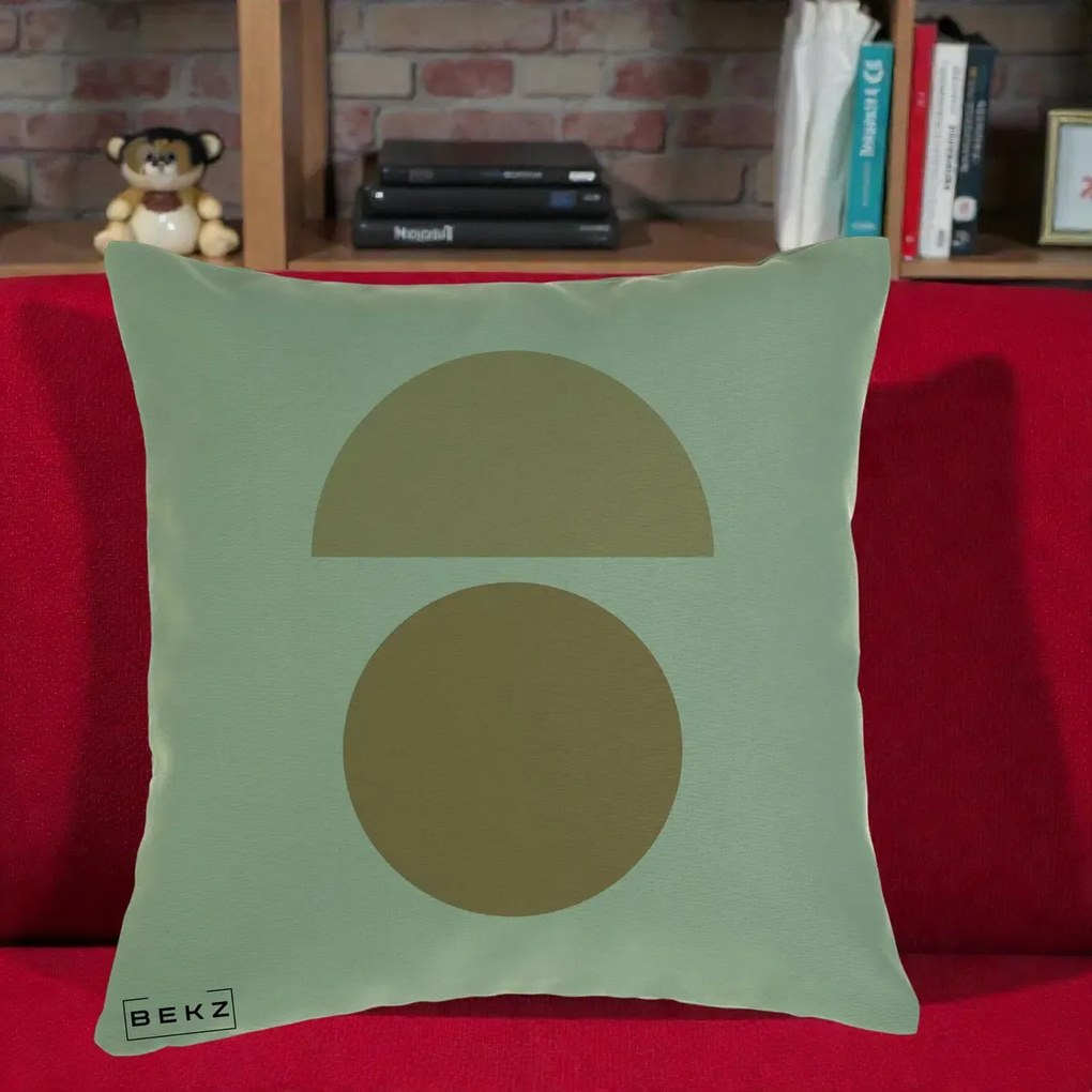 Perna Decorativa Geometric Minimalist Auriu, 40x40 cm, Verde, Husa Detasabila, Perna Inclusa, BEKZ®
