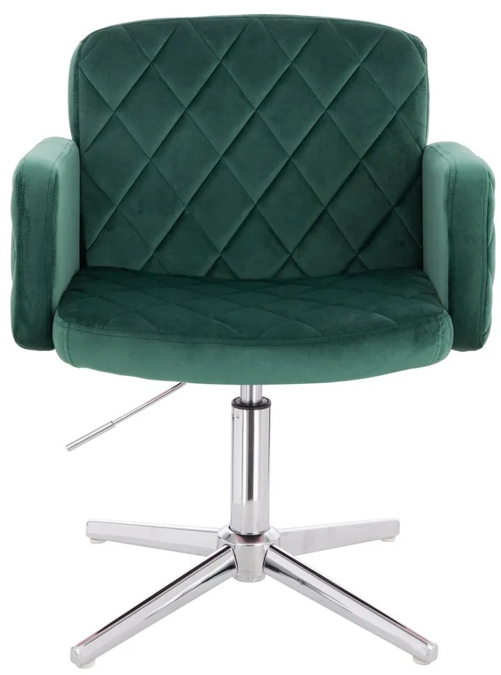 HR802CROSS Scaun Verde din Catifea cu Bază Cromata